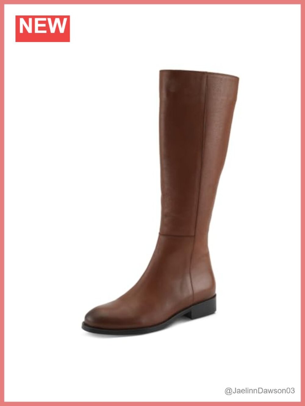 Spring Step Leather Tall Boots Zip Closure Mid Heel Almond Toe